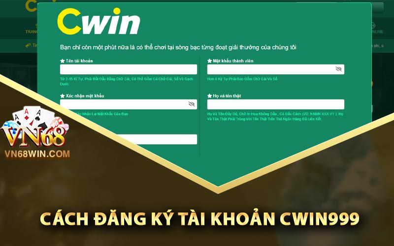 Cách đăng ký tài khoản Cwin999